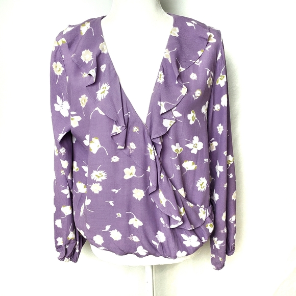 Sanctuary Tops - Sanctuary Floral Mock Wrap Blouse NWT